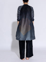 Black And Grey Vasansi Silk Co-Ord Set