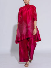 Red and Pink Vasansi Silk Co-Ord Set