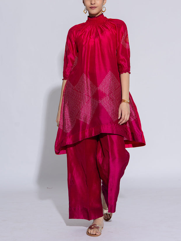 Red and Pink Vasansi Silk Co-Ord Set