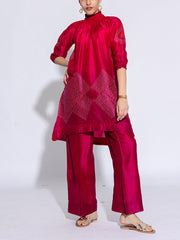 Red and Pink Vasansi Silk Co-Ord Set