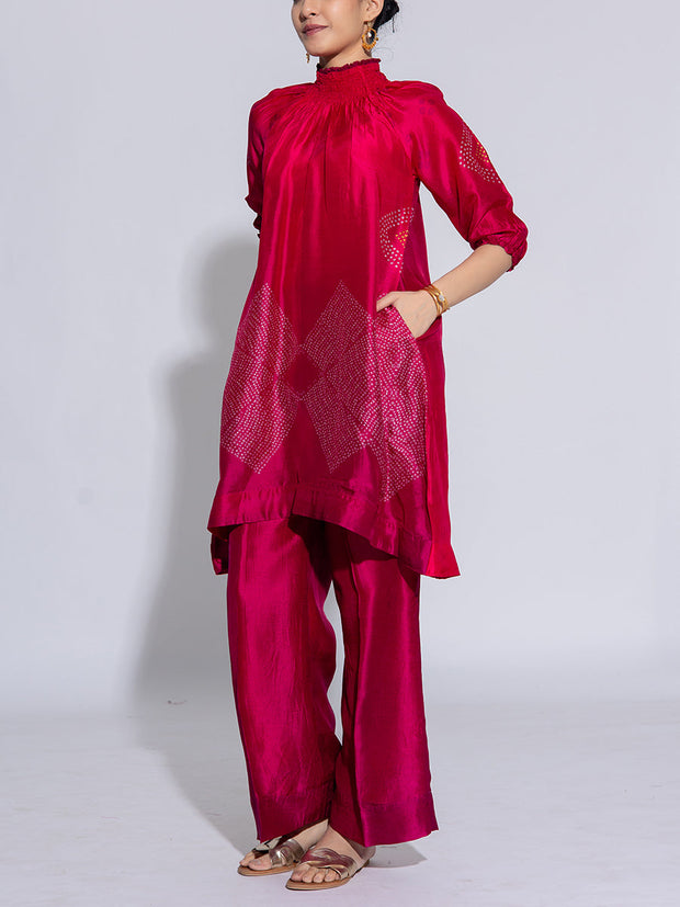 Red and Pink Vasansi Silk Co-Ord Set