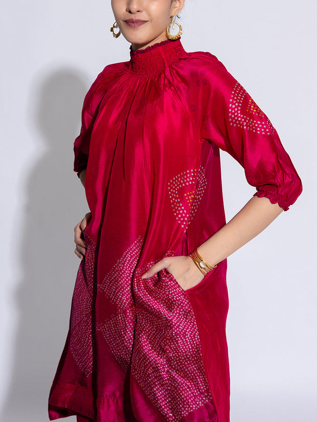 Red and Pink Vasansi Silk Co-Ord Set