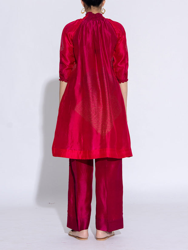 Red and Pink Vasansi Silk Co-Ord Set