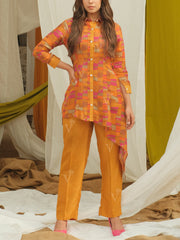 Yellow Vasansi Silk Printed Semi-Formal Set