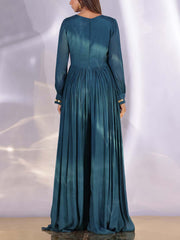 Teal Wrinkle Crepe Jumpsuit