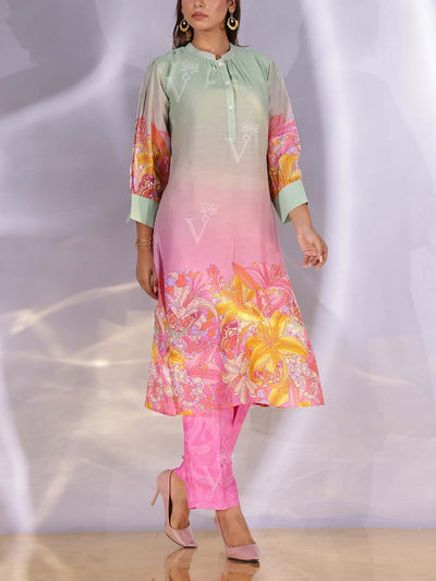 Green and Pink  Vasansi Silk Kurta Set