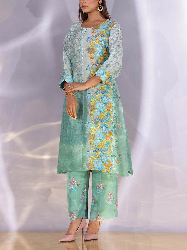Mint Green  Vasansi Silk Kurta Set