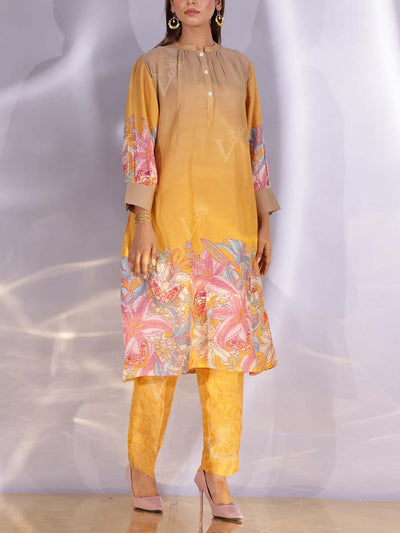 Mustard Vasansi Silk Kurta Set