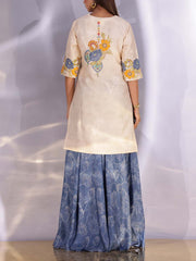 Cream and Blue Vasansi Silk Sharara Set