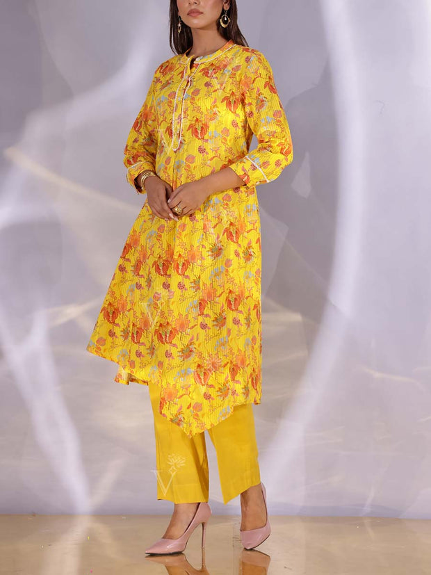 Yellow  Cotton Kurta
