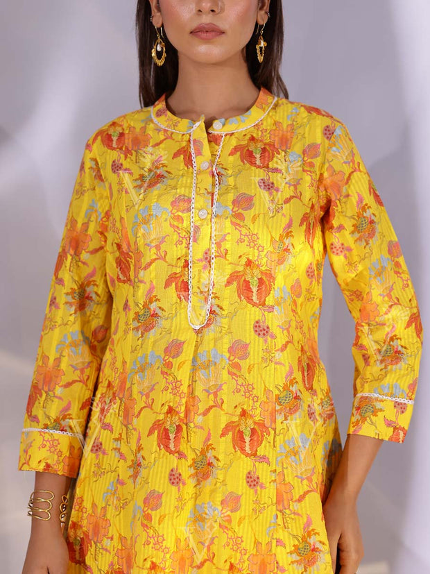 Yellow  Cotton Kurta