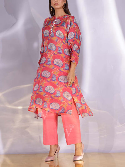 Pink Satin Silk Kurta
