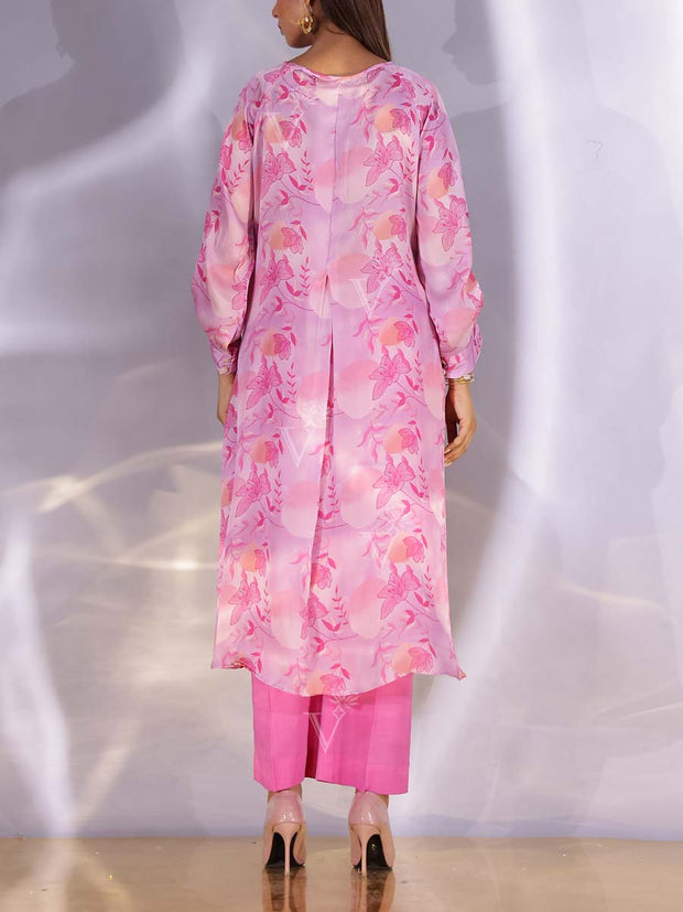 Mauve Pink Satin Silk Kurta