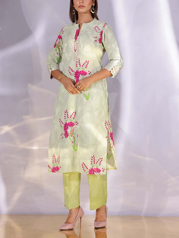 Tea Green  Cotton Silk Kurta