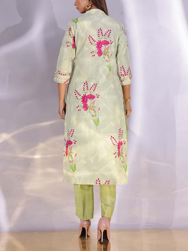 Tea Green  Cotton Silk Kurta