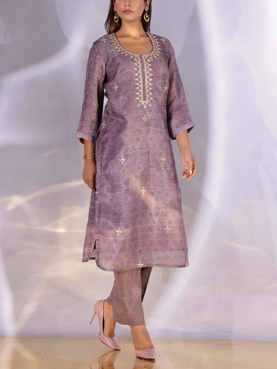 Light Violet Satin Silk Kurta