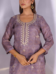 Light Violet Satin Silk Kurta
