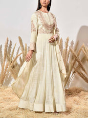 Ivory Tissue Embroidered Gown