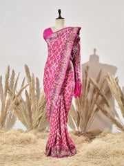 Rani Pink Pure Georgette Ghatchola Saree