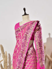 Rani Pink Pure Georgette Ghatchola Saree