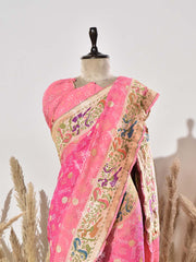 Pink Pure Georgette Ghatchola Saree