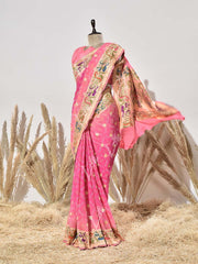 Pink Pure Georgette Ghatchola Saree