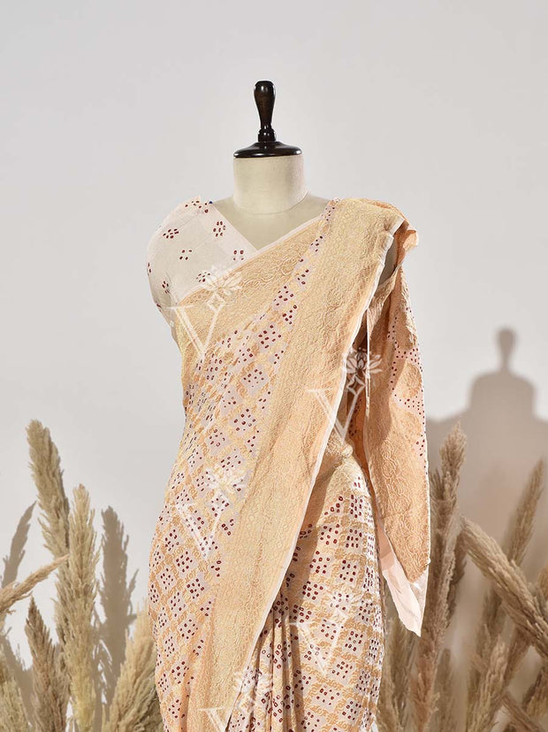 Cream Georgette Saree