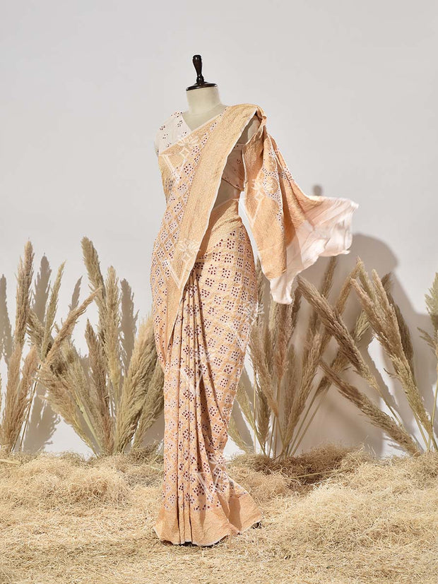 Cream Georgette Saree