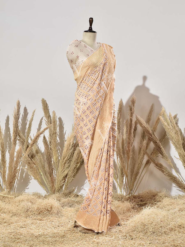 Cream Georgette Saree