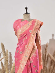 Pink Shaded Pure Georgette Bandhani Saree