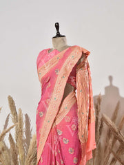 Pink Shaded Pure Georgette Bandhani Saree