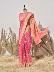Pink Shaded Pure Georgette Bandhani Saree