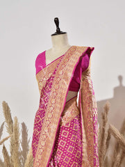 Pink Pure Georgette Ghatchola Saree