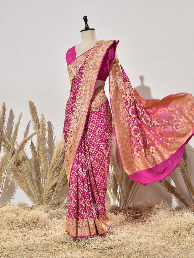 Pink Pure Georgette Ghatchola Saree