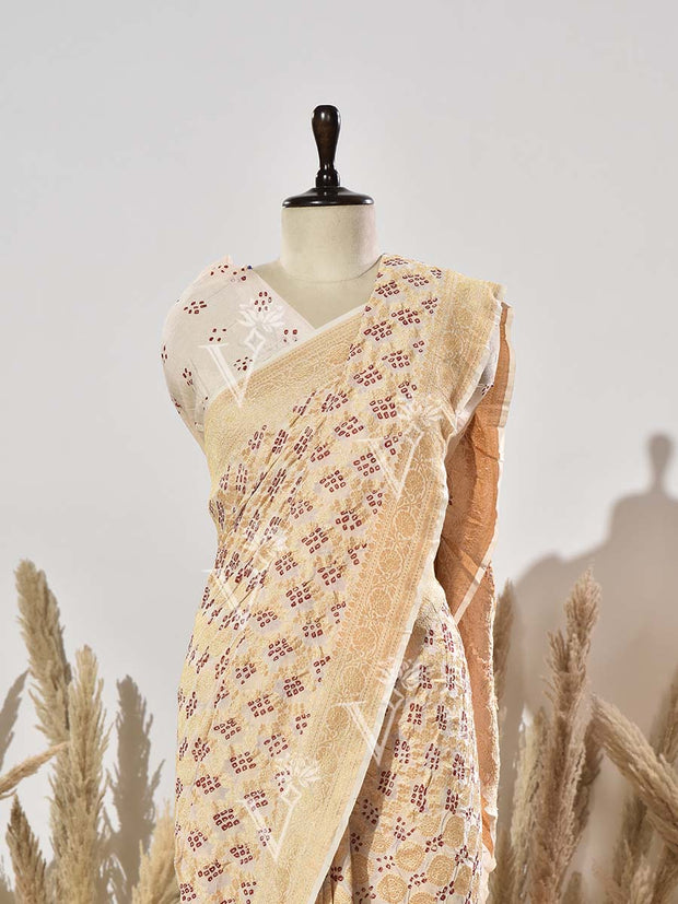 Cream Georgette Saree