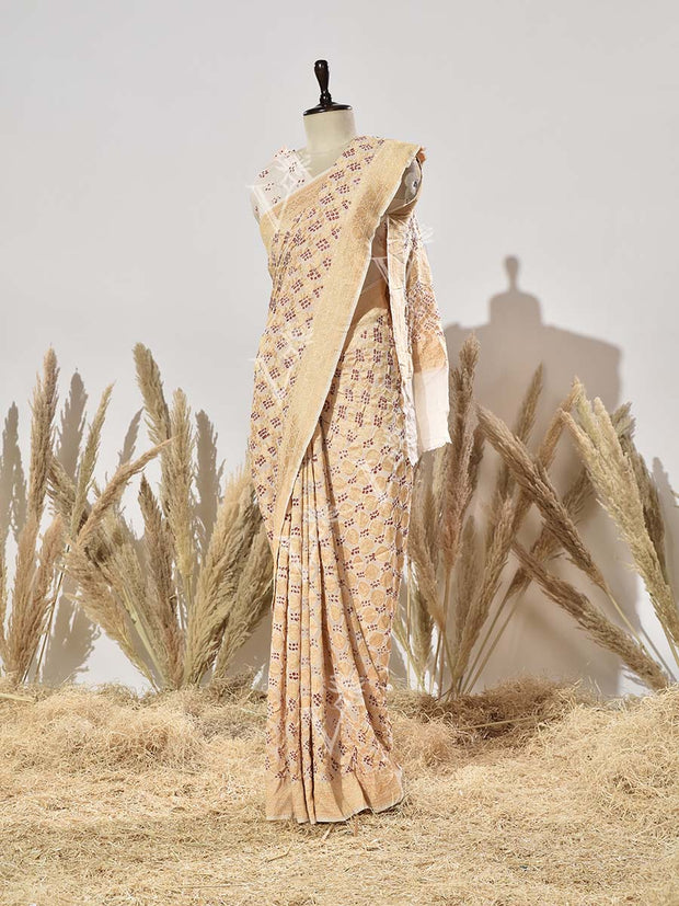 Cream Georgette Saree