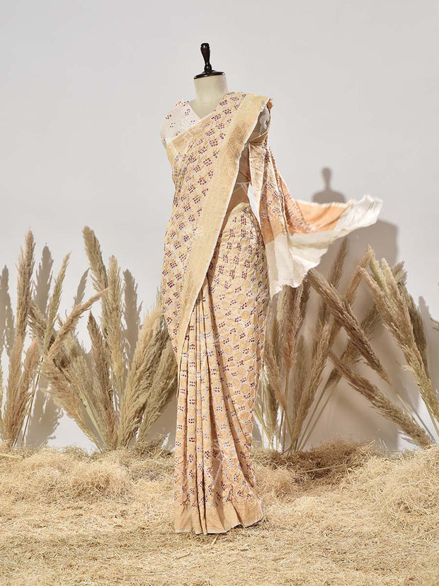 Cream Georgette Saree