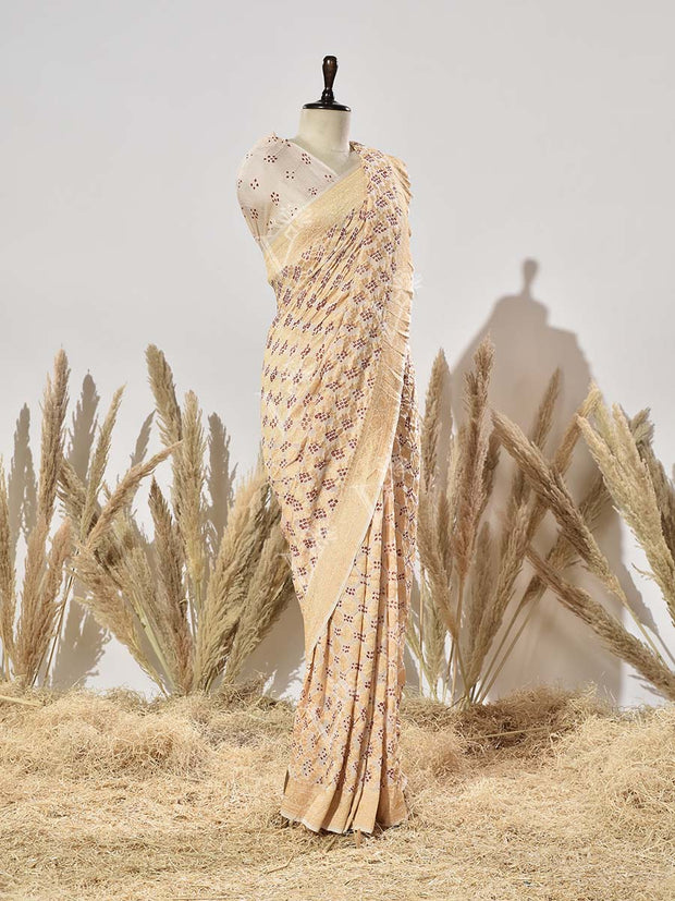 Cream Georgette Saree
