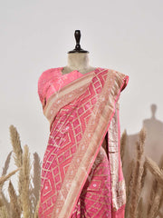 Pink Pure Georgette Ghatchola Saree