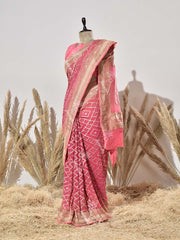 Pink Pure Georgette Ghatchola Saree