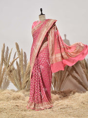 Pink Pure Georgette Ghatchola Saree