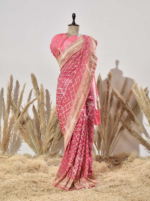 Pink Pure Georgette Ghatchola Saree