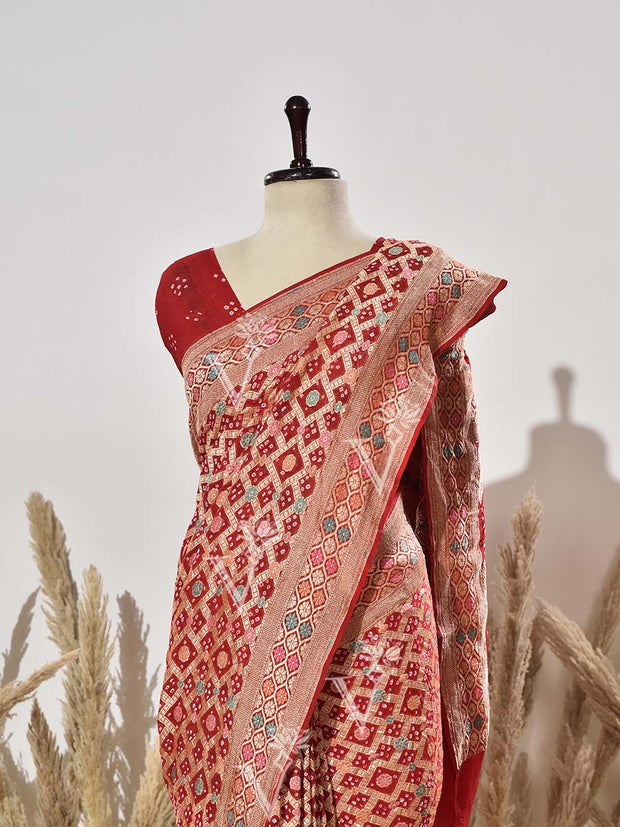 Red Pure Georgette Ghatchola Saree
