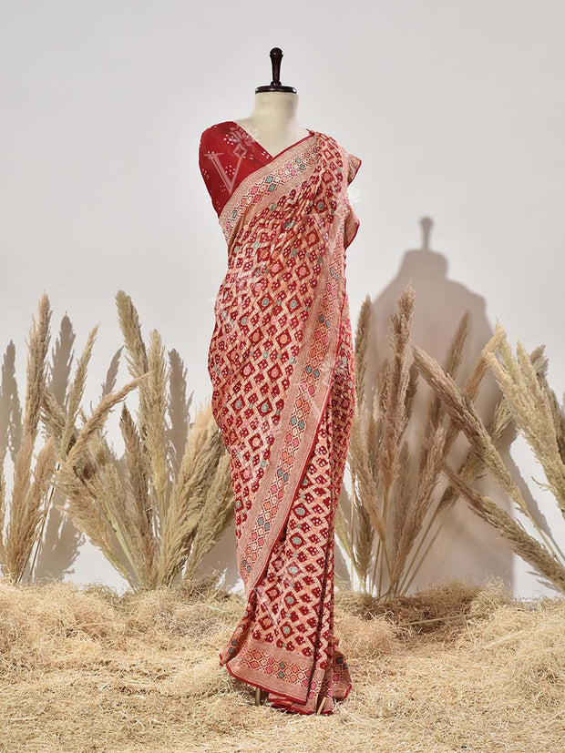 Red Pure Georgette Ghatchola Saree