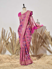Pink Ghatchola Meenakari Bandhani Saree