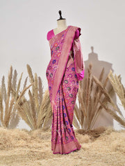 Pink Ghatchola Meenakari Bandhani Saree