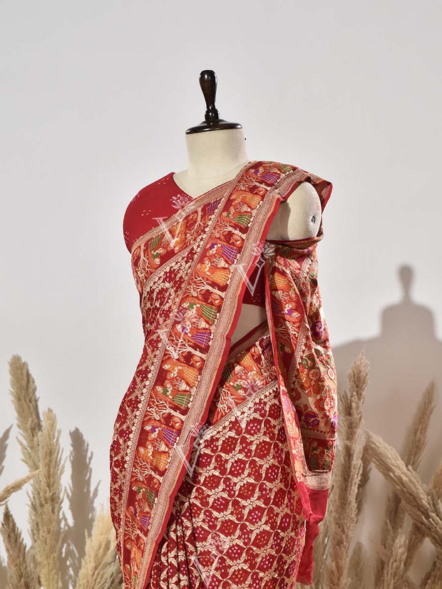 Red Pure Georgette Ghatchola Saree