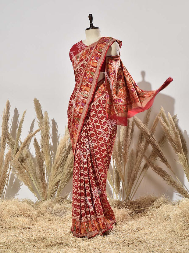 Red Pure Georgette Ghatchola Saree