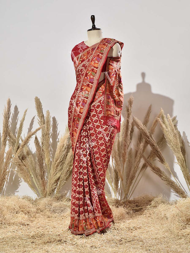 Red Pure Georgette Ghatchola Saree