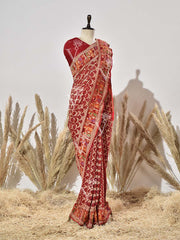 Red Pure Georgette Ghatchola Saree